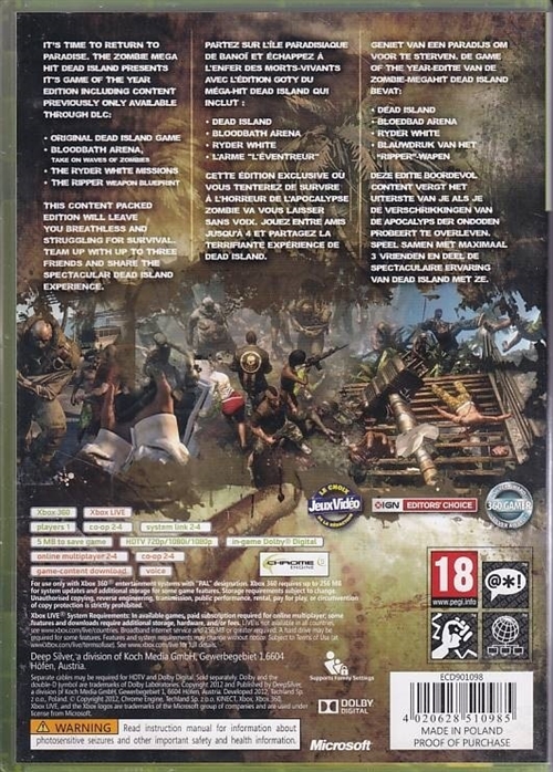 Dead Island Game of the Year Edition - XBOX 360 (B Grade) (Genbrug)